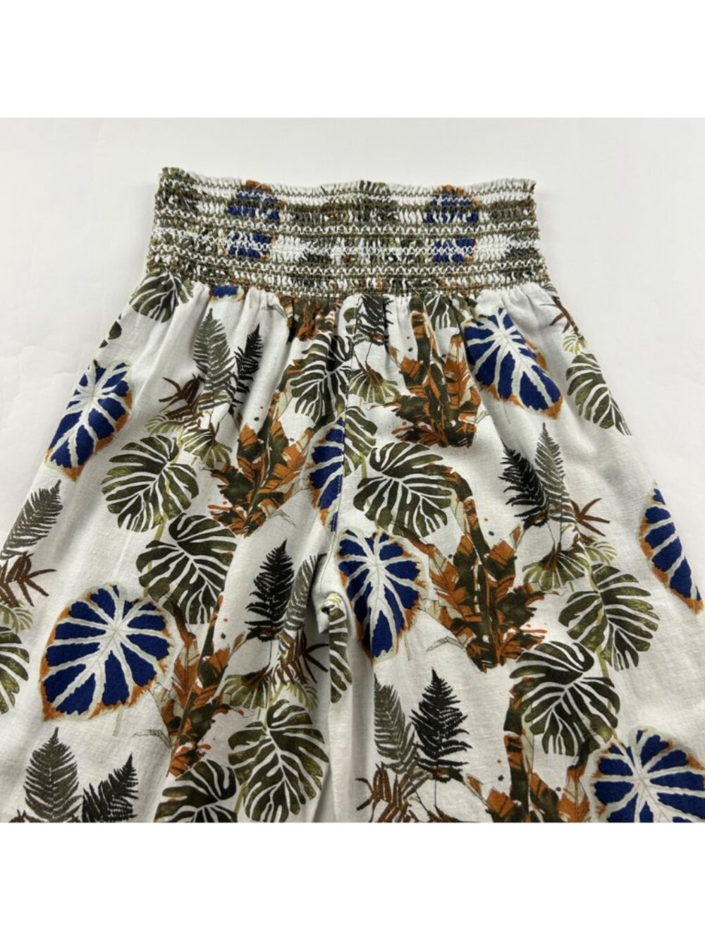Dahui Hawaii Earth Tone Tropical Print Linen Blend WIde Leg Pant L - Picture 5 of 5